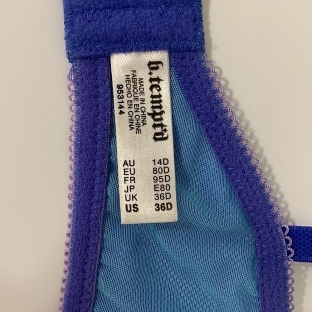 b.tempt’d purple & aqua blue lace bra. 36D. Underwire. Lightly lined. EUC - Picture 9 of 9